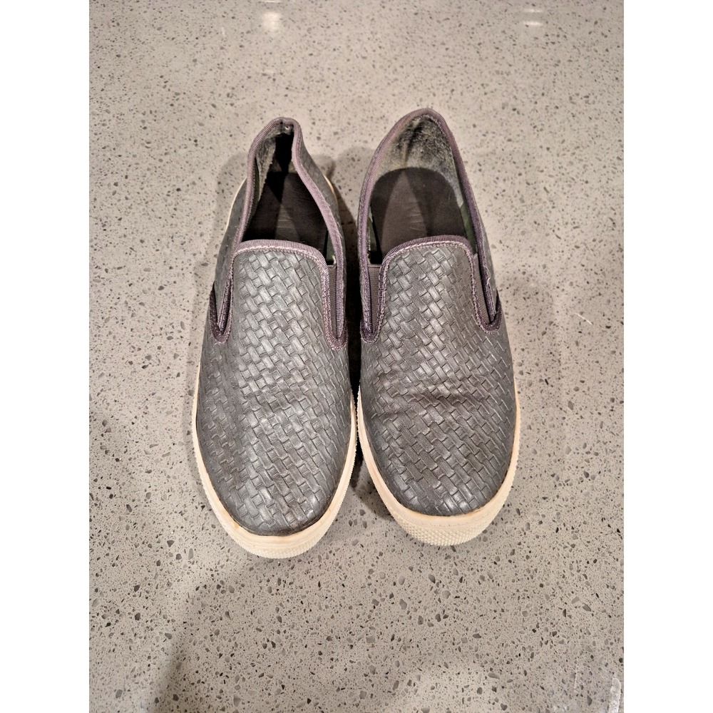 Mia Shoes Womens 7 M Amarie Woven Loafers Sneakers Gray Faux Leather Slip On
